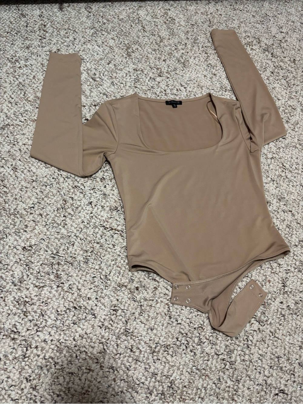 Dynamite Taupe Square Neck Long Sleeve Bodysuit